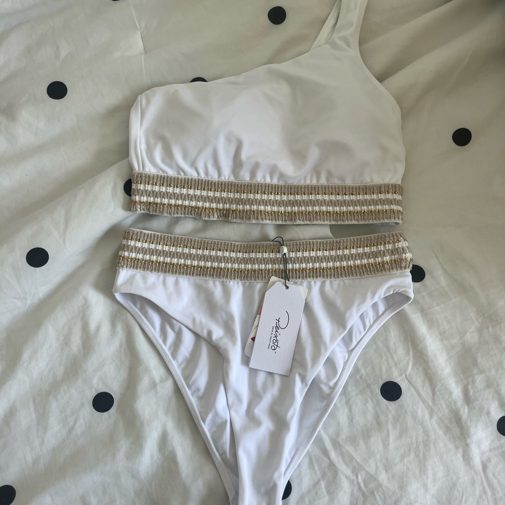 Peixoto White and Gold Bikini Set Bottom and Top